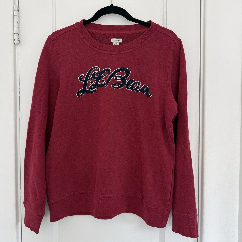 L.L. Bean Red Knit Pullover Sweater Cotton Blend Size Medium